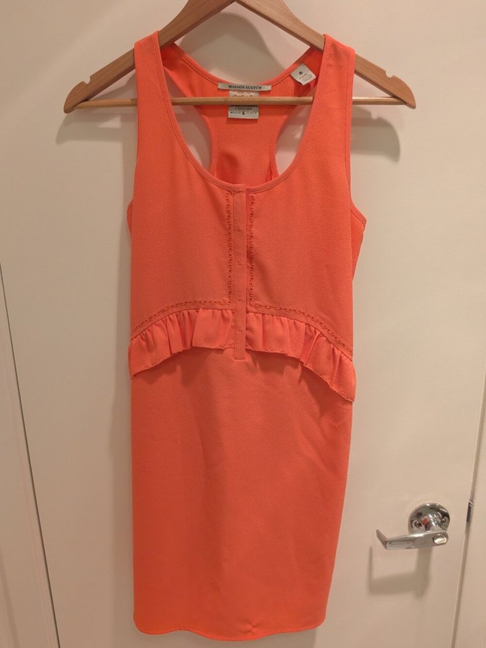 Maison Scotch Coral Racerback Ruffle Dress Petite